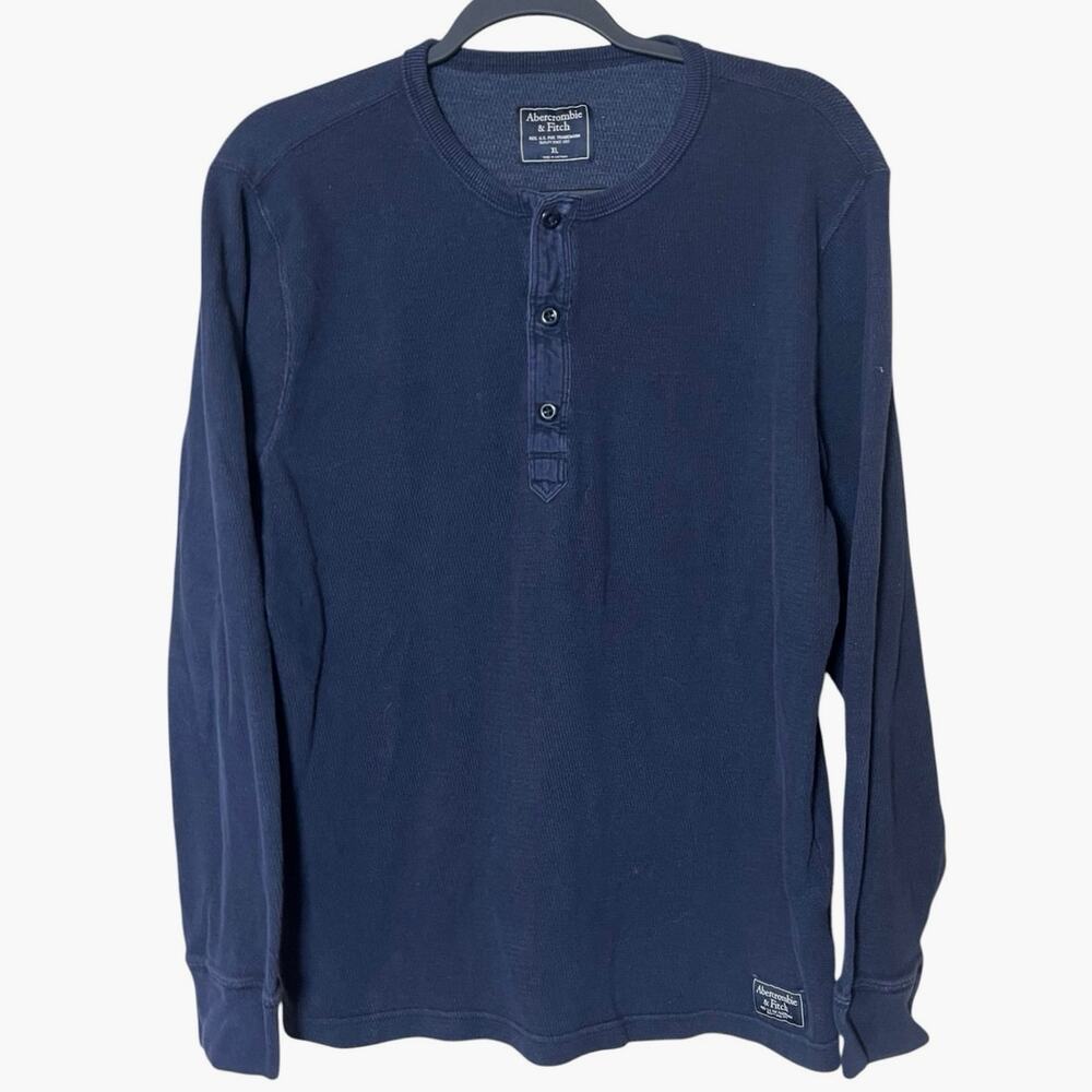 Abercrombie & Fitch Y2K Men’s XL Navy Thermal Henley Gorpcore Granola Cabincore